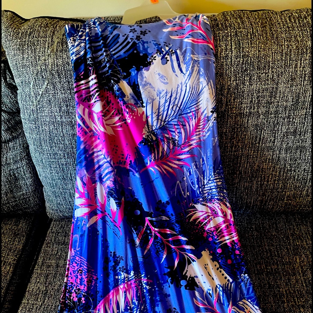 Purple and blue print maxi dress size large